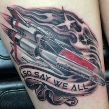 Battlestar Galactica tattoo by Kevin Riley at Studio One Tattoo Norwood PA Philadelphia