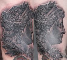 morgan dolar liberty tattoo by Kevin Riley at Studio One Tattoo Norwood PA Philadelphia