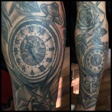 Watch and Rose Tattoo by Kevin Riley at Studio One Tattoo Norwood Philadelphia