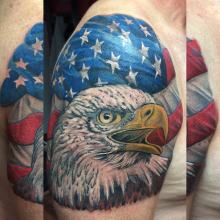 Usa flag and eagle tattoo by kevin Riley at Studio One Norwood pa Philadelphia